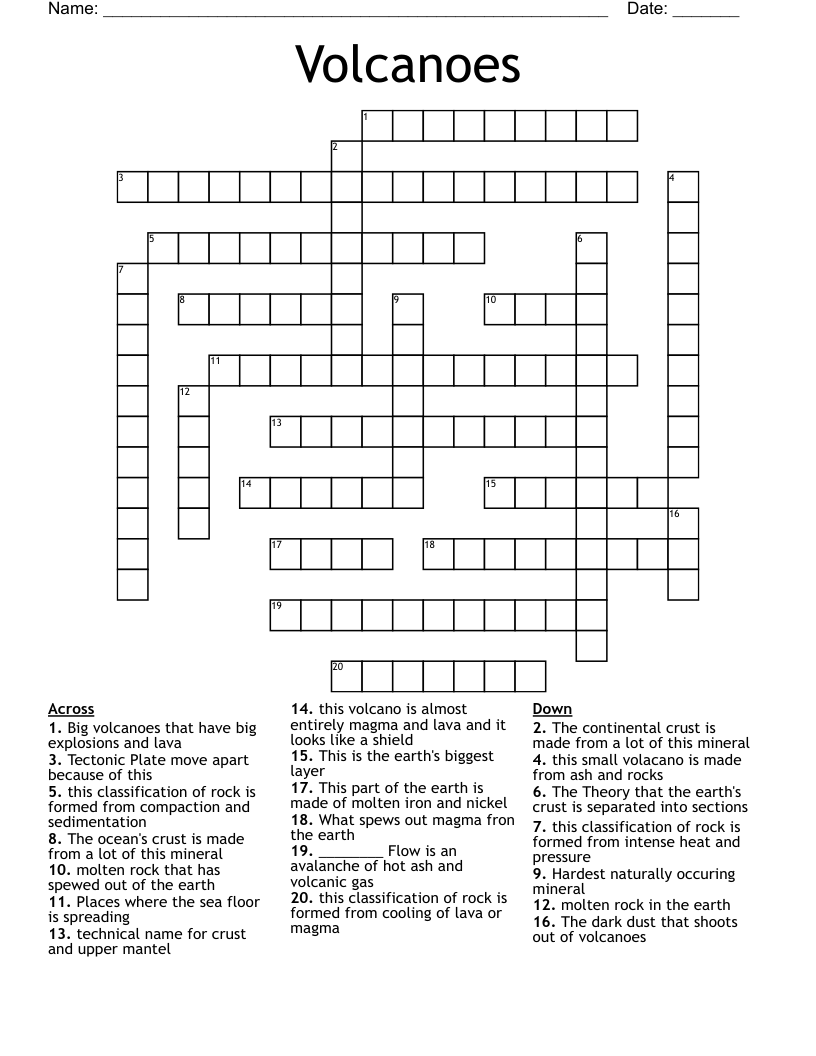Volcanoes Crossword