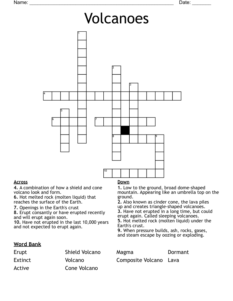 Volcanoes Crossword