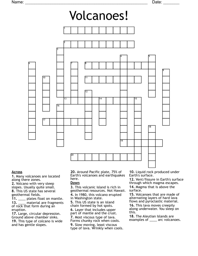 Volcanoes! Crossword