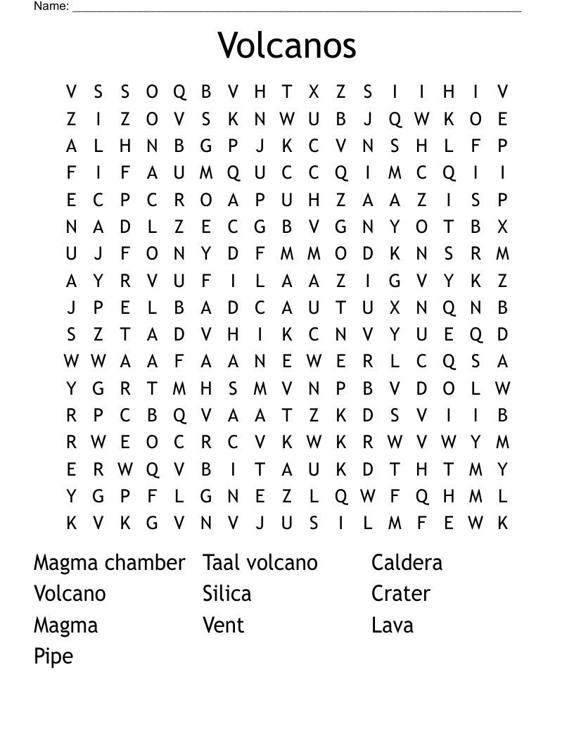 Volcanos Word Search