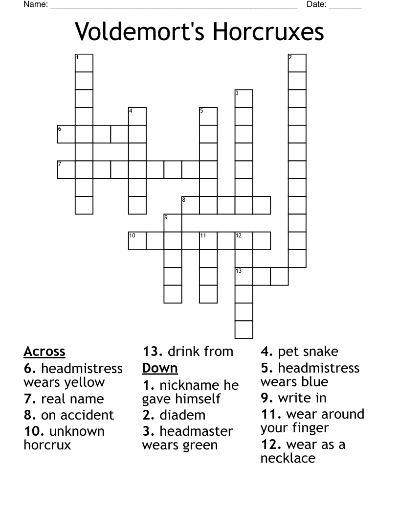 Voldemort's Horcruxes  Crossword