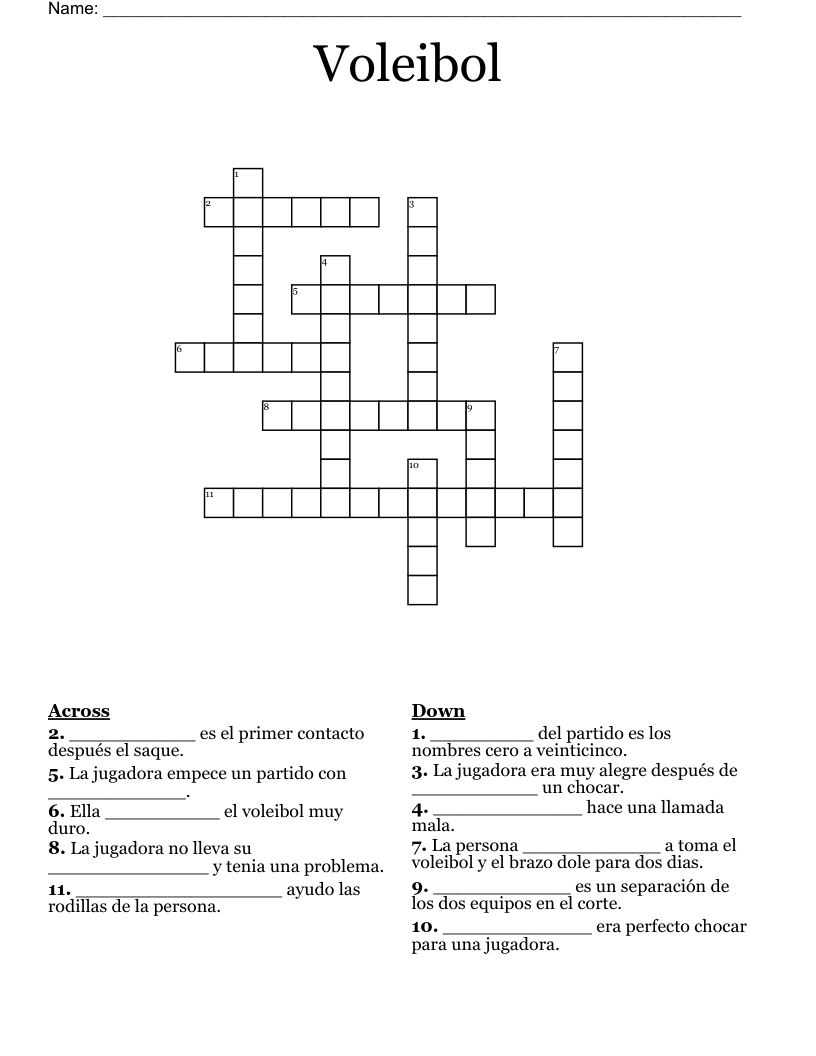 Voleibol Crossword