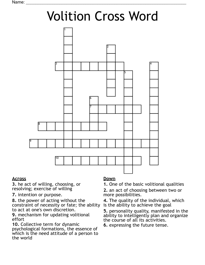 Volition Cross Word