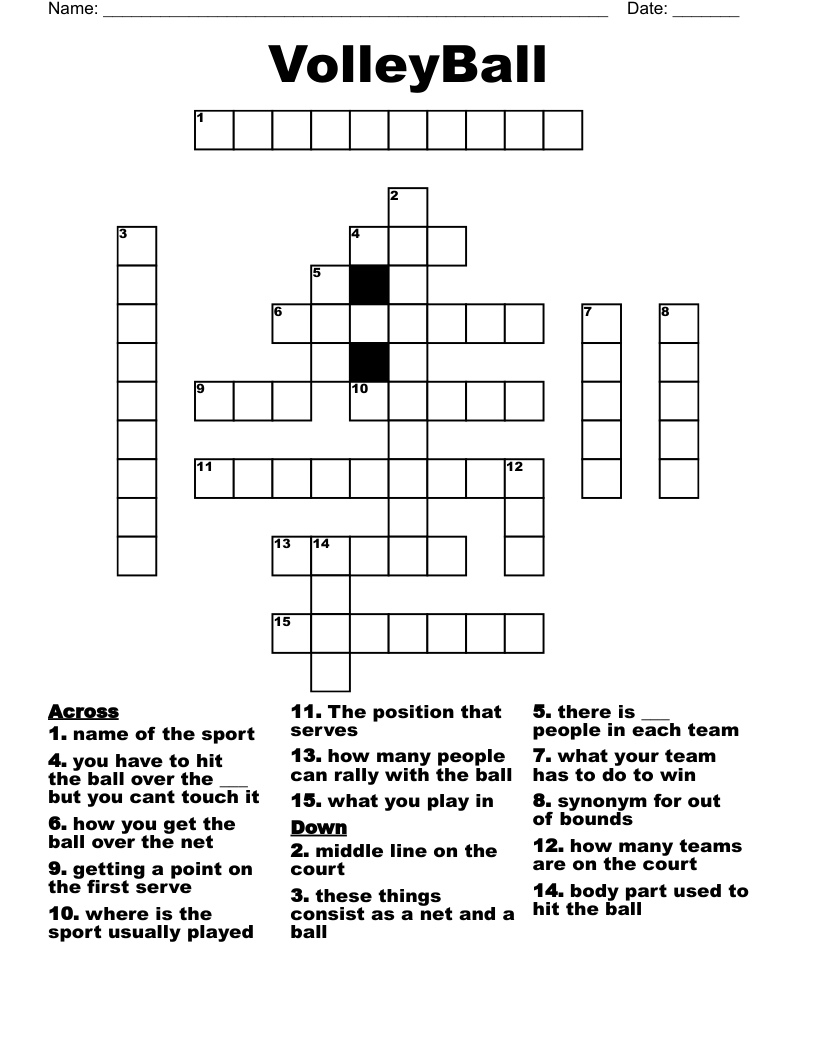 VolleyBall Crossword