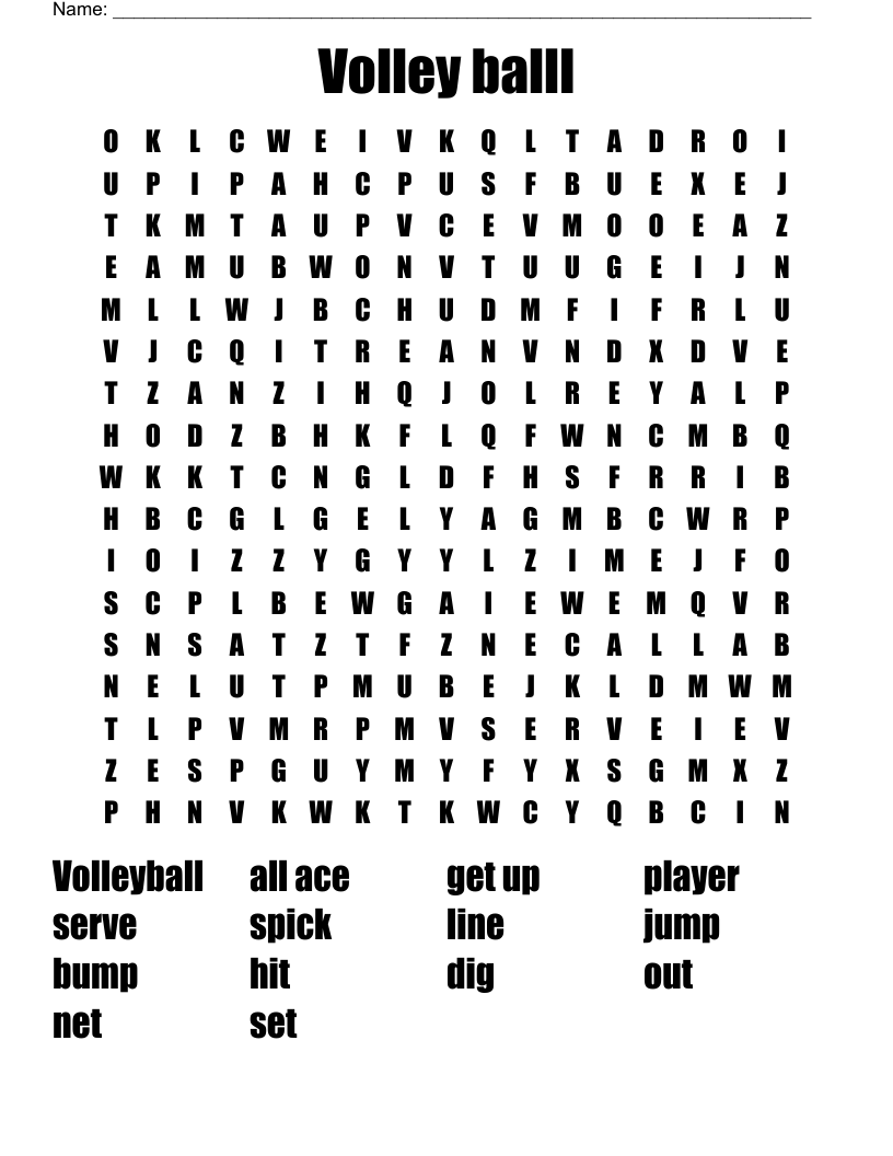 Volley balll Word Search