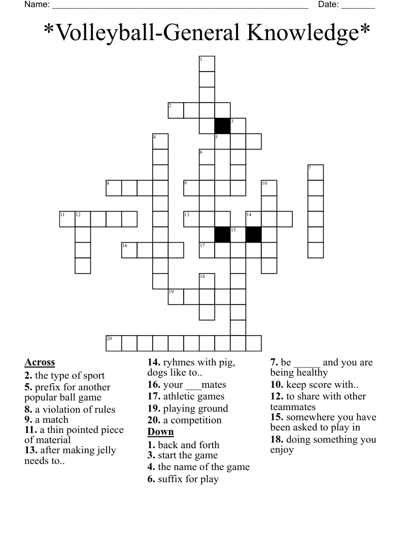 *Volleyball-General Knowledge* Crossword