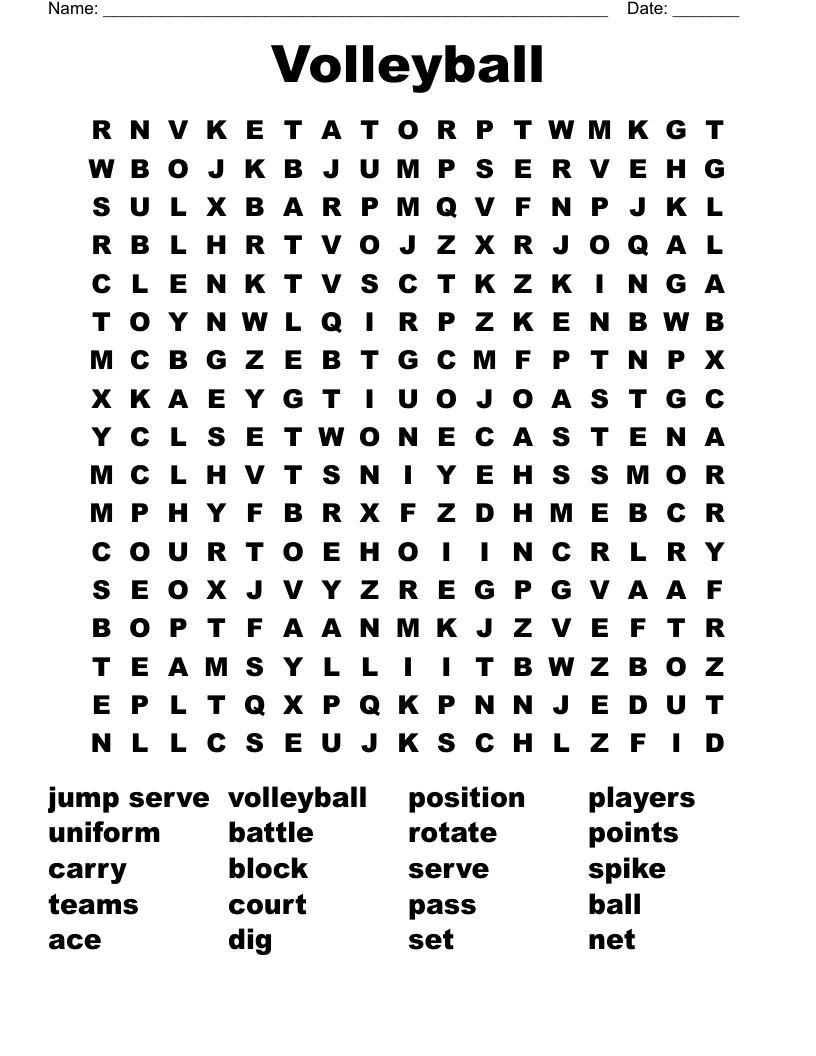 Volleyball Word Search