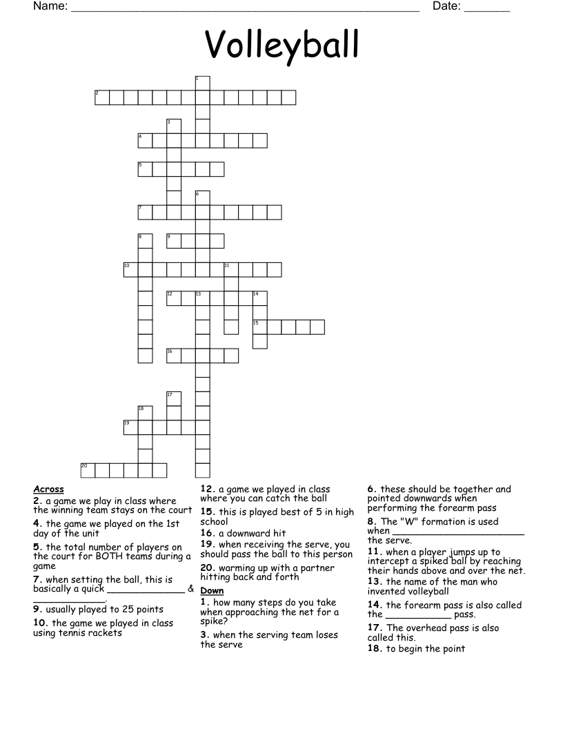 Volleyball Crossword