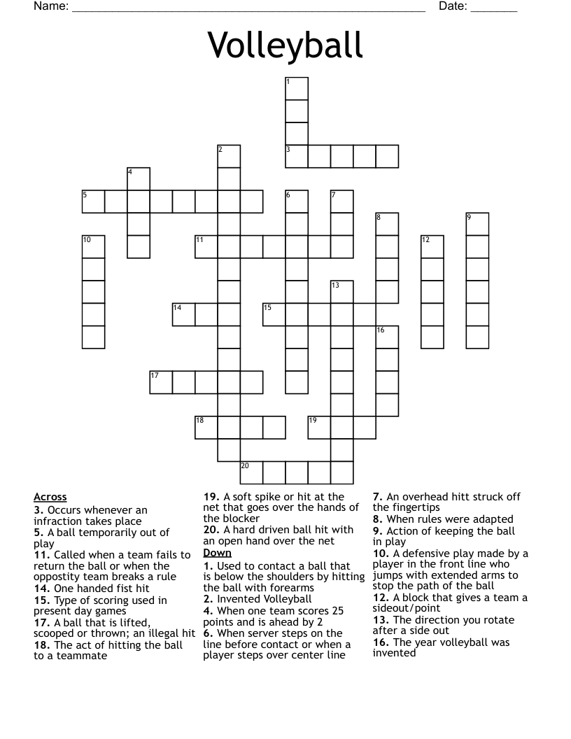 Volleyball Crossword