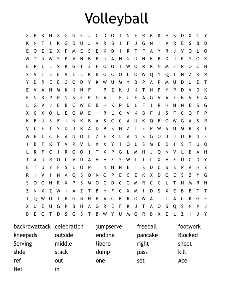 Volleyball Word Search