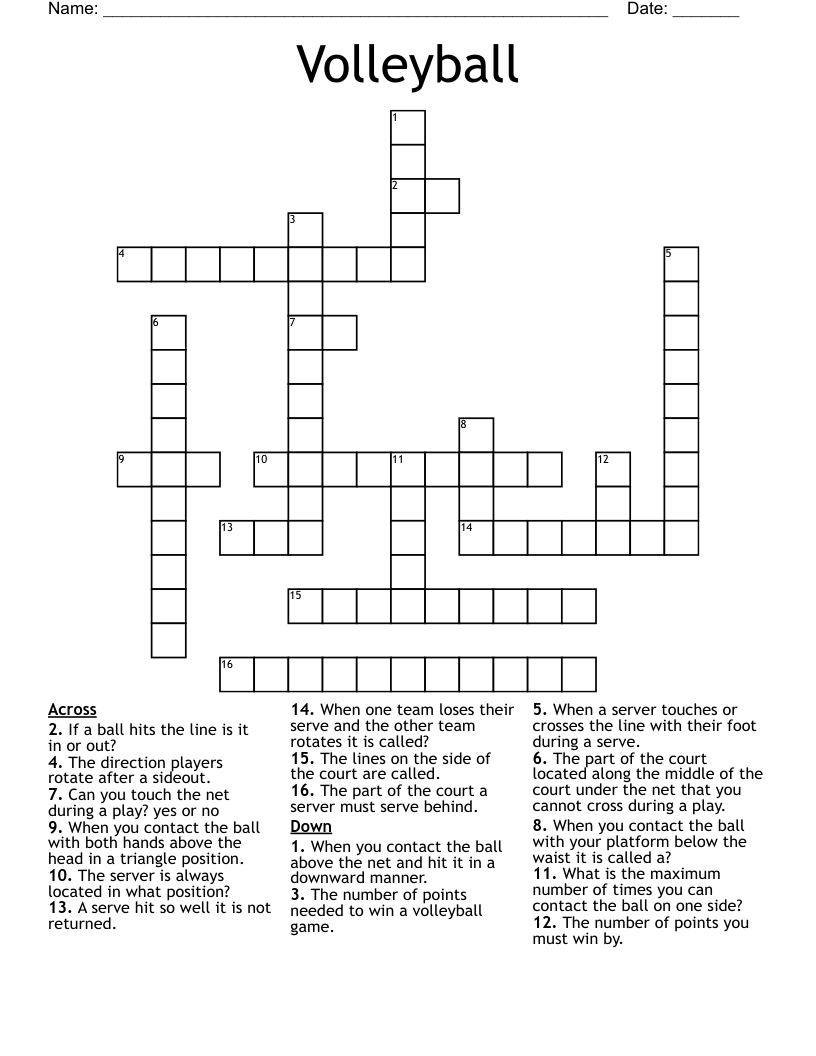 Volleyball Crossword