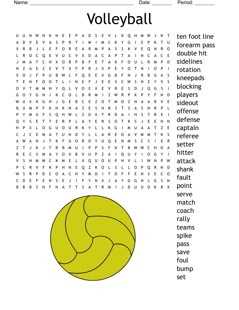 Volleyball Word Search
