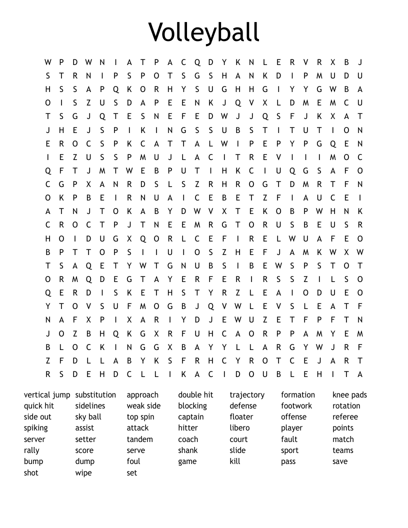Volleyball Word Search