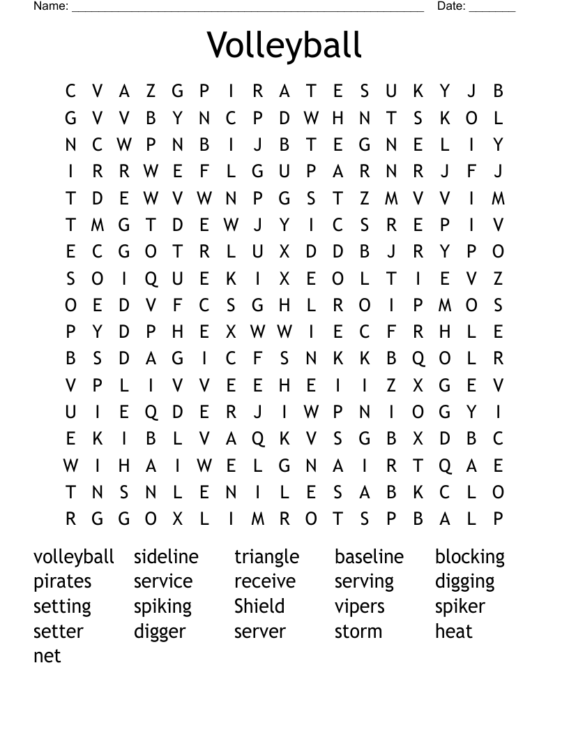 Volleyball Word Search