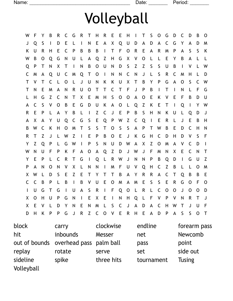 Volleyball Word Search