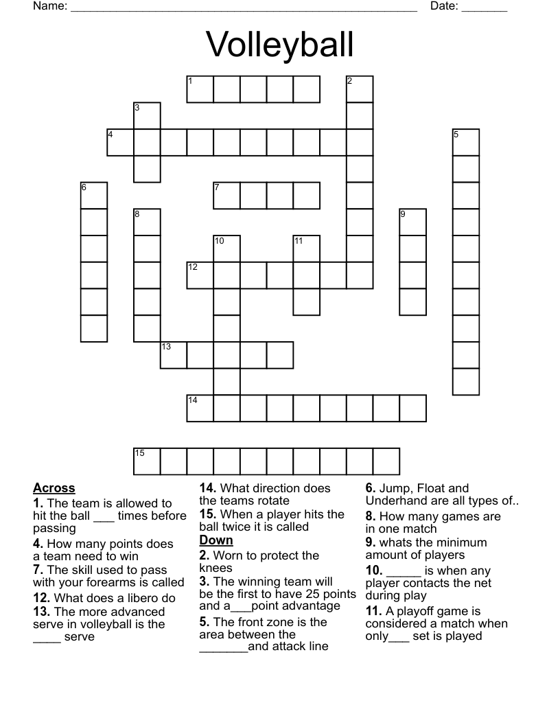 Volleyball Crossword