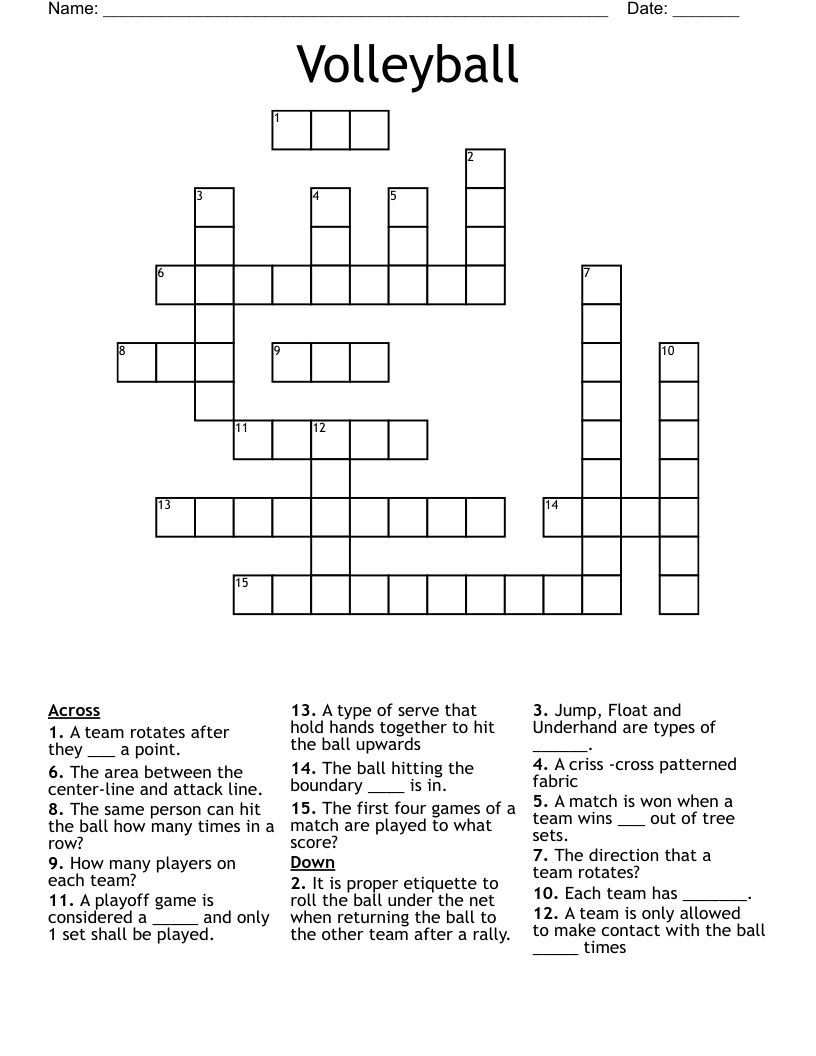 Volleyball Crossword