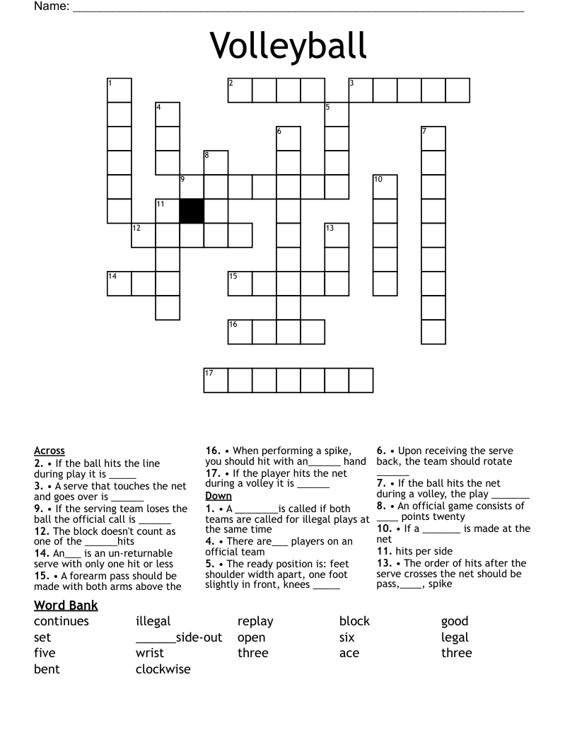 Volleyball Crossword