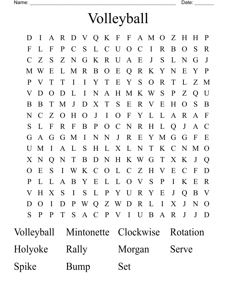 Volleyball Word Search