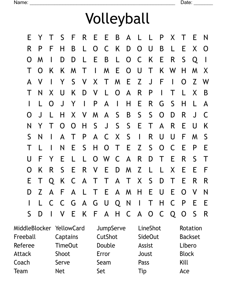 Volleyball Word Search