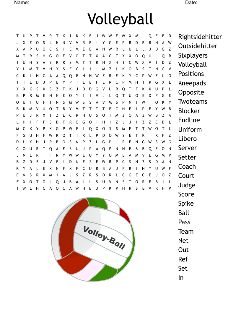 Volleyball Word Search