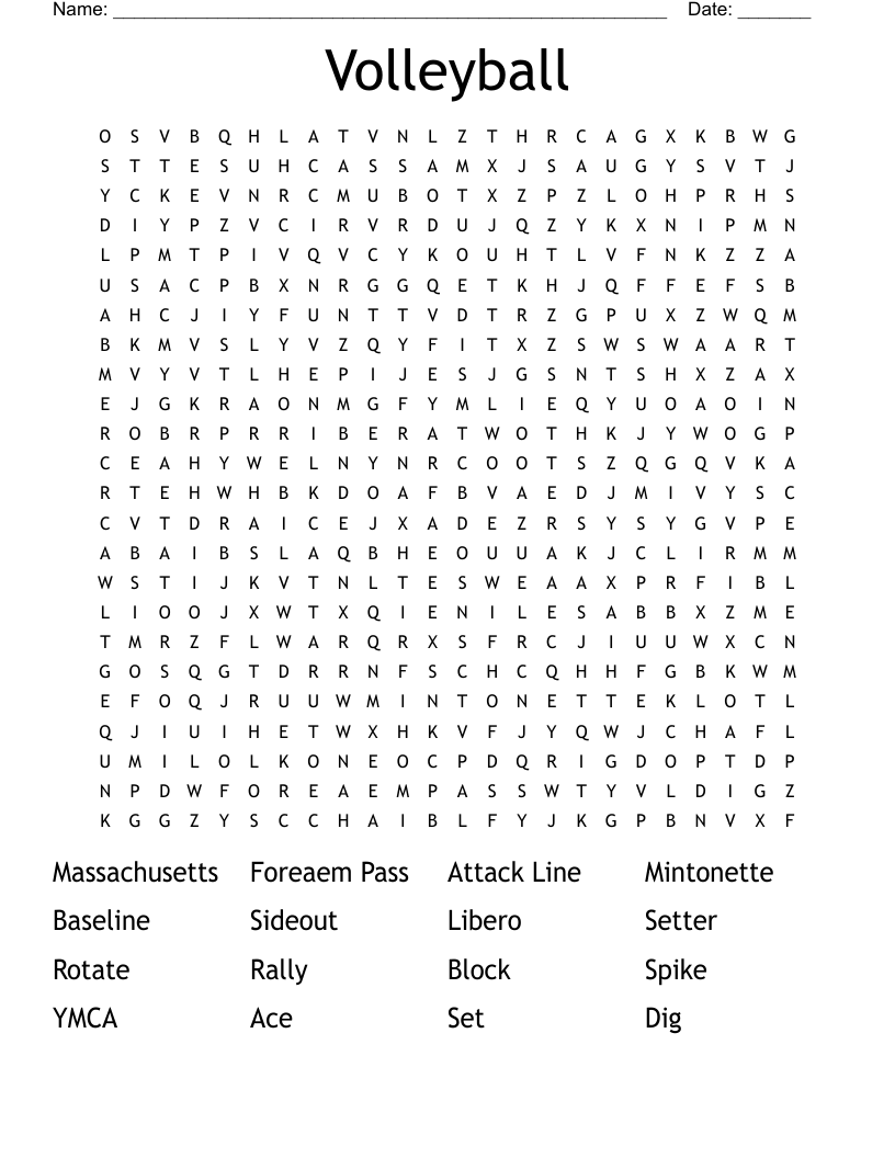 Volleyball Word Search
