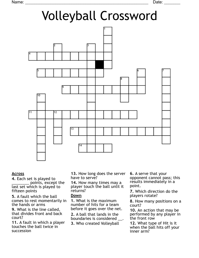 Volleyball Crossword