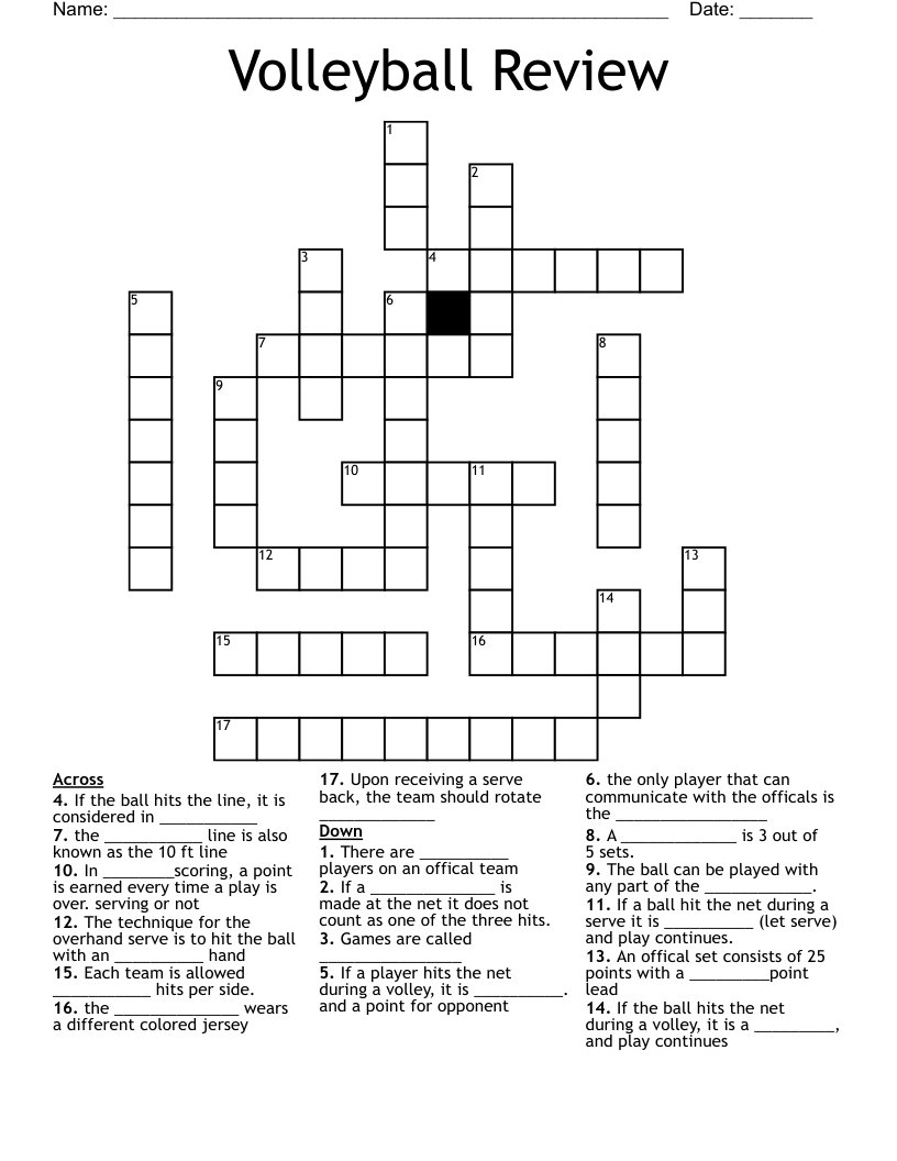 Volleyball Review Crossword