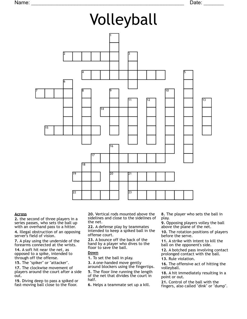 Volleyball  Crossword