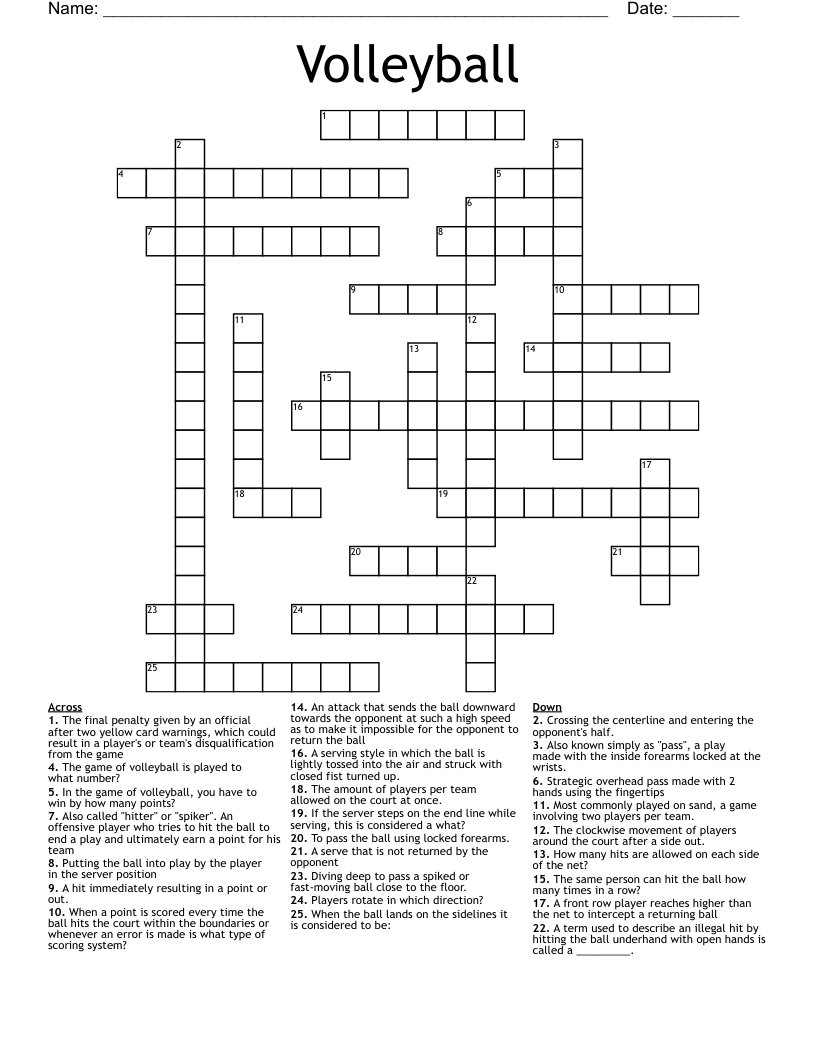Volleyball  Crossword