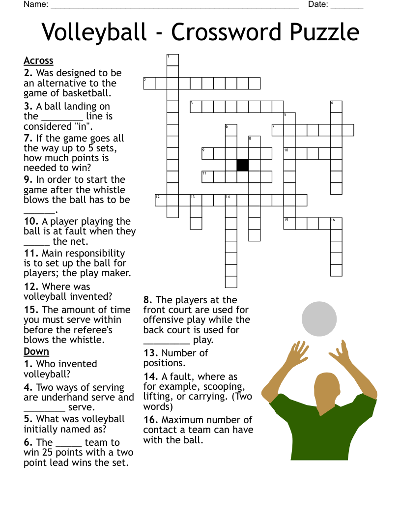 Volleyball - Crossword Puzzle