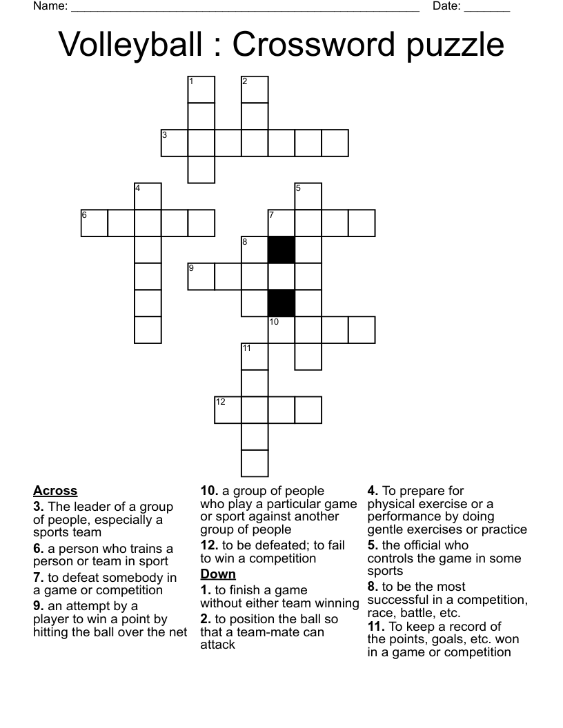 Volleyball : Crossword puzzle
