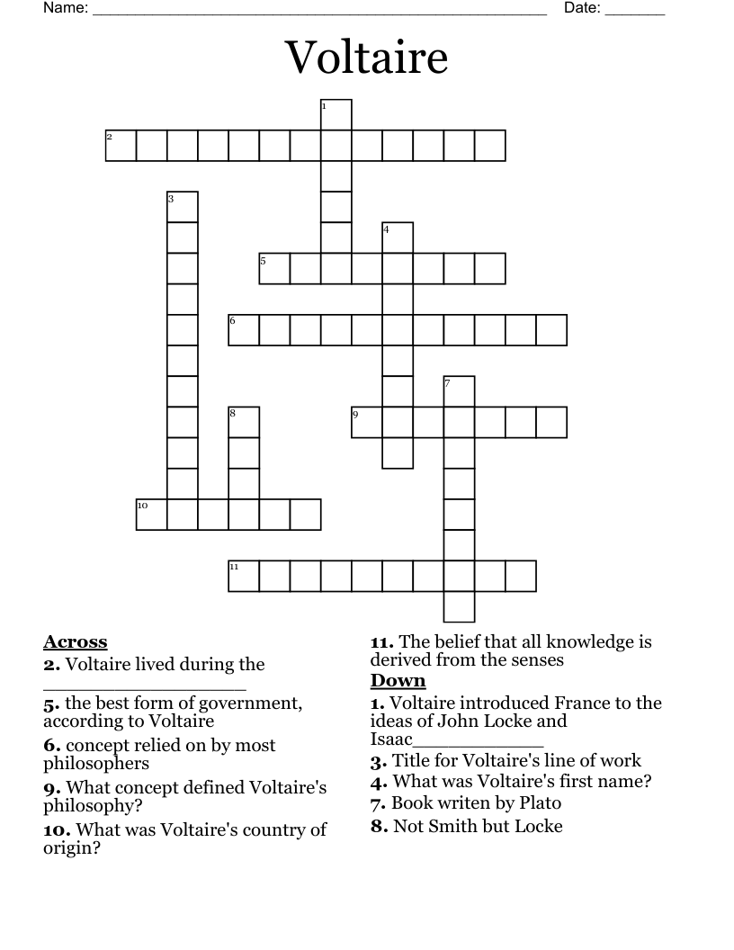 Voltaire  Crossword