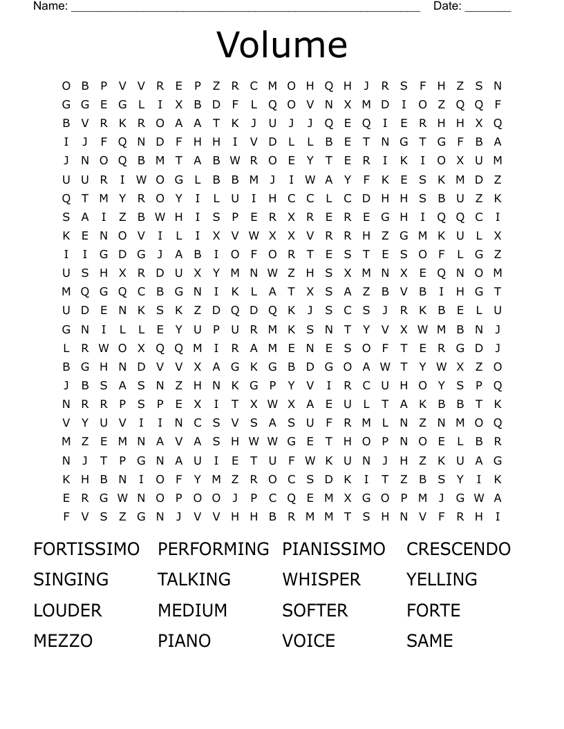 Volume Word Search