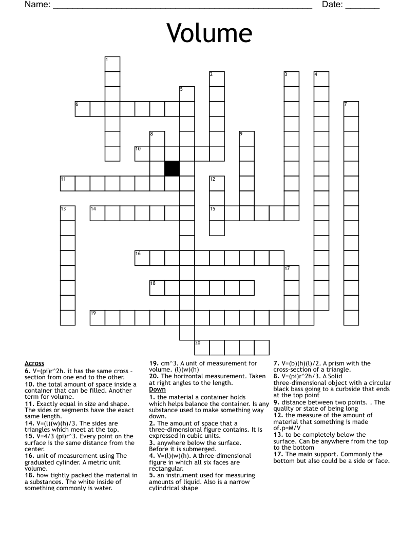 Volume Crossword