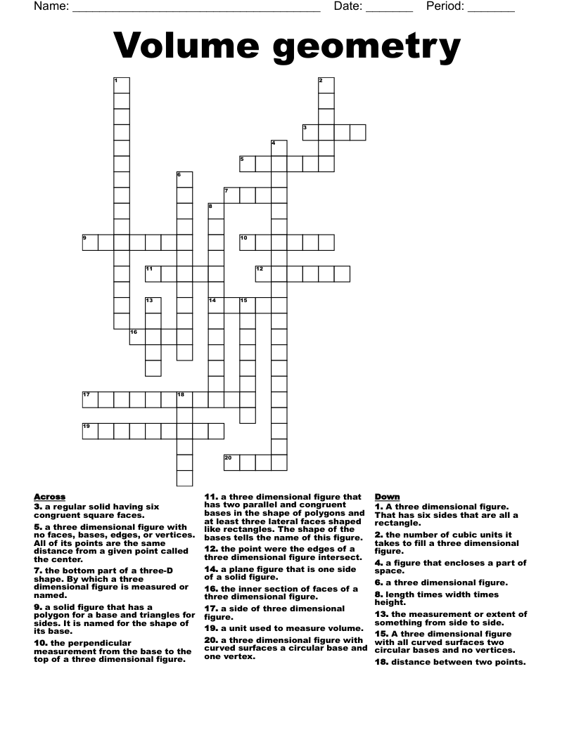 Volume geometry  Crossword