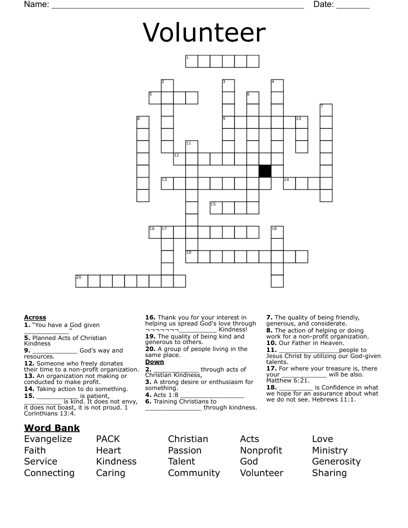 Volunteer Crossword