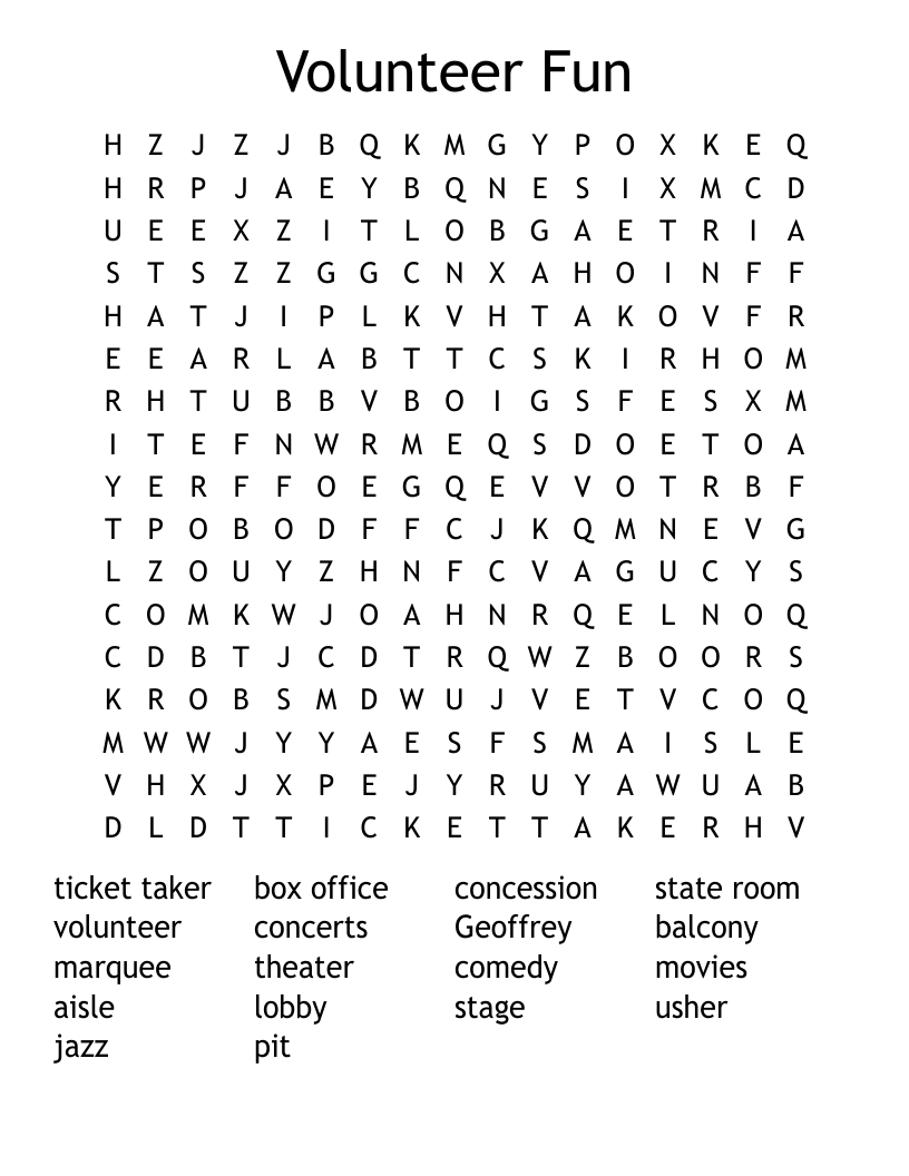 Volunteer Fun Word Search