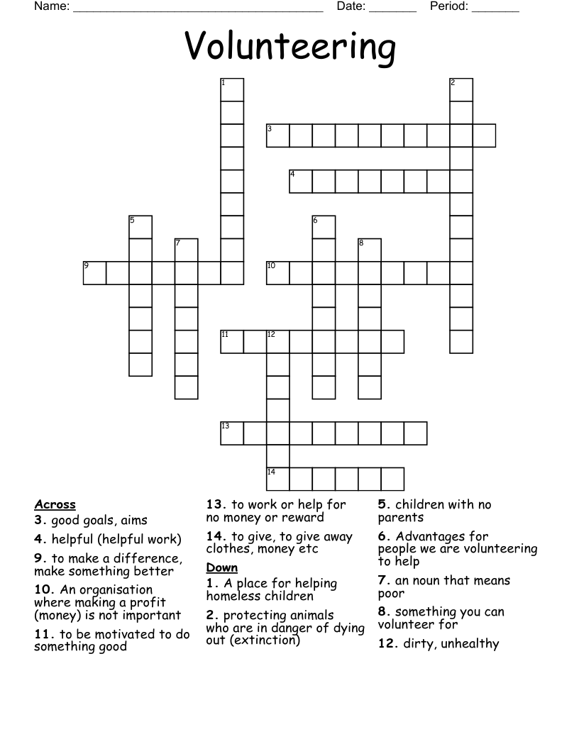 Volunteering Crossword