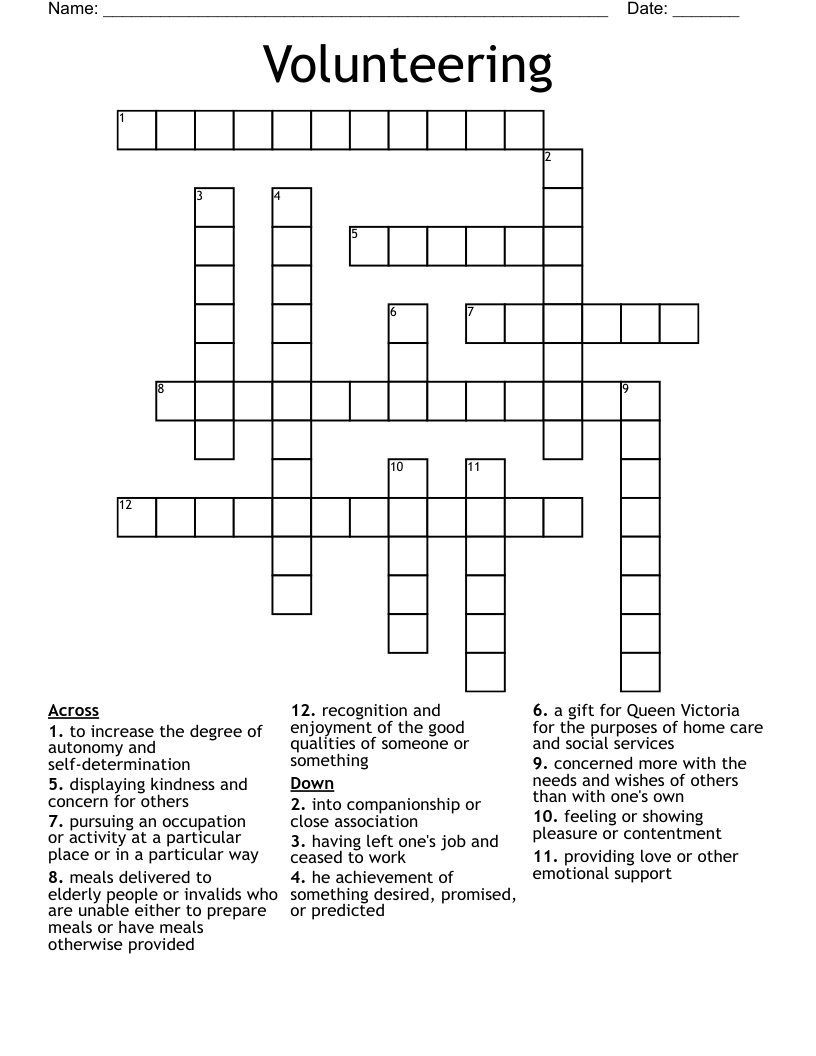 Volunteering Crossword