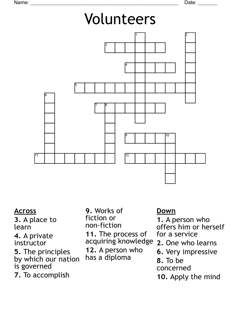 Volunteers Crossword