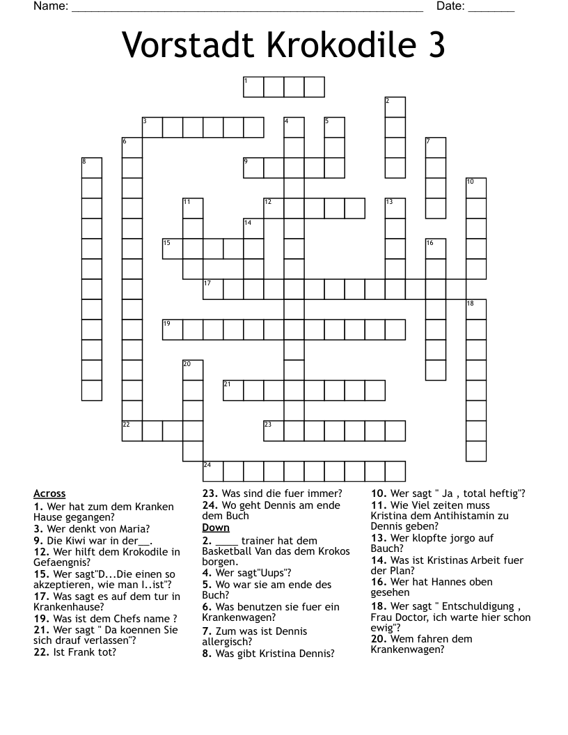 Vorstadt Krokodile 3 Crossword