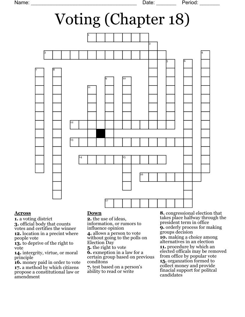 Voting (Chapter 18) Crossword