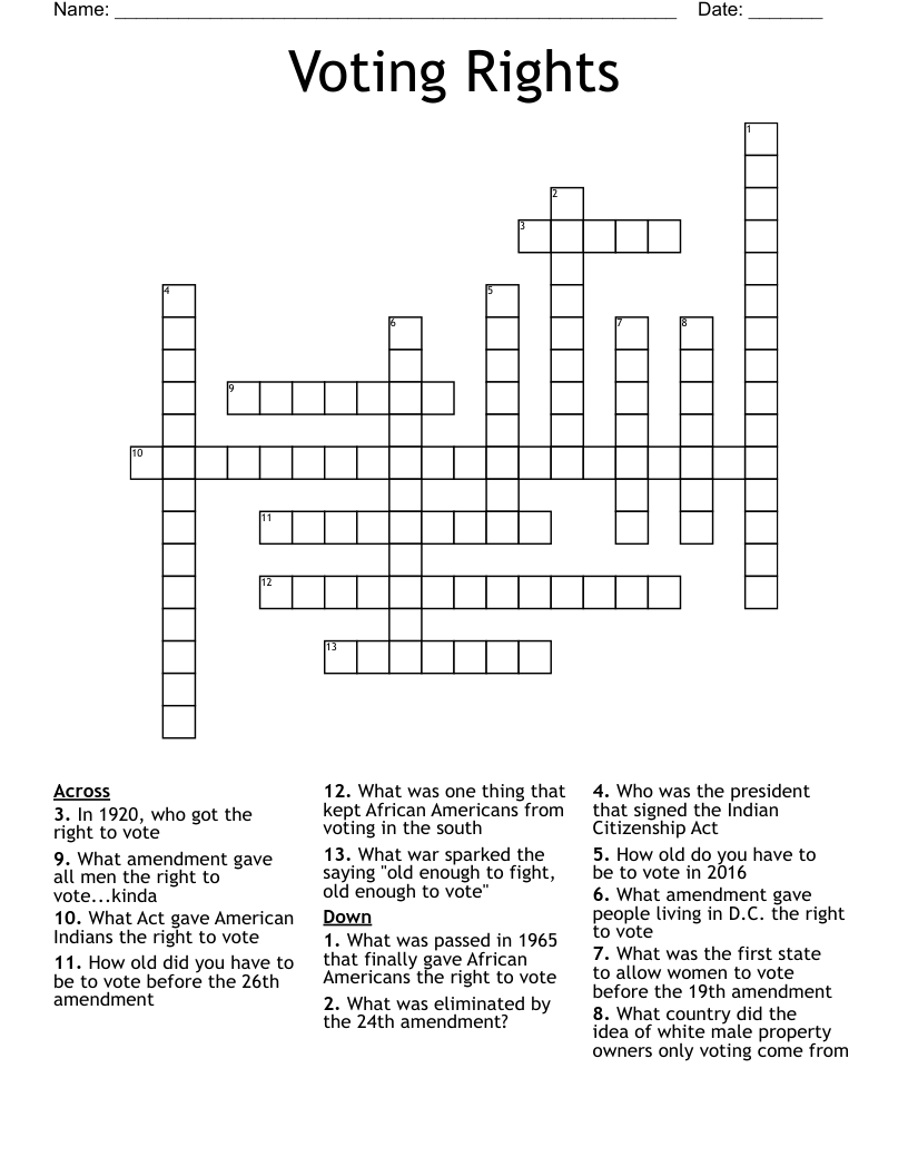 Voting Rights Crossword