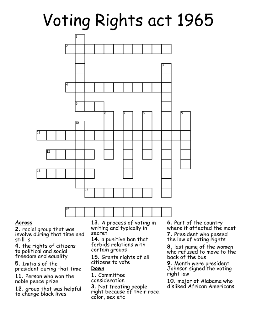 Voting Rights act 1965 Crossword