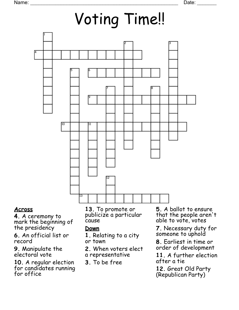 Voting Time!! Crossword