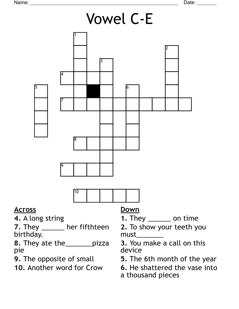 Vowel C-E Crossword