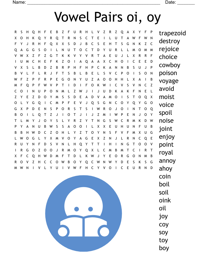 Vowel Pairs oi, oy Word Search