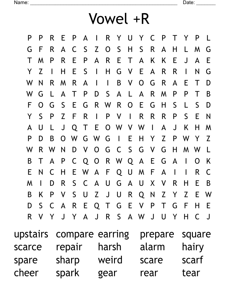 Vowel +R Word Search