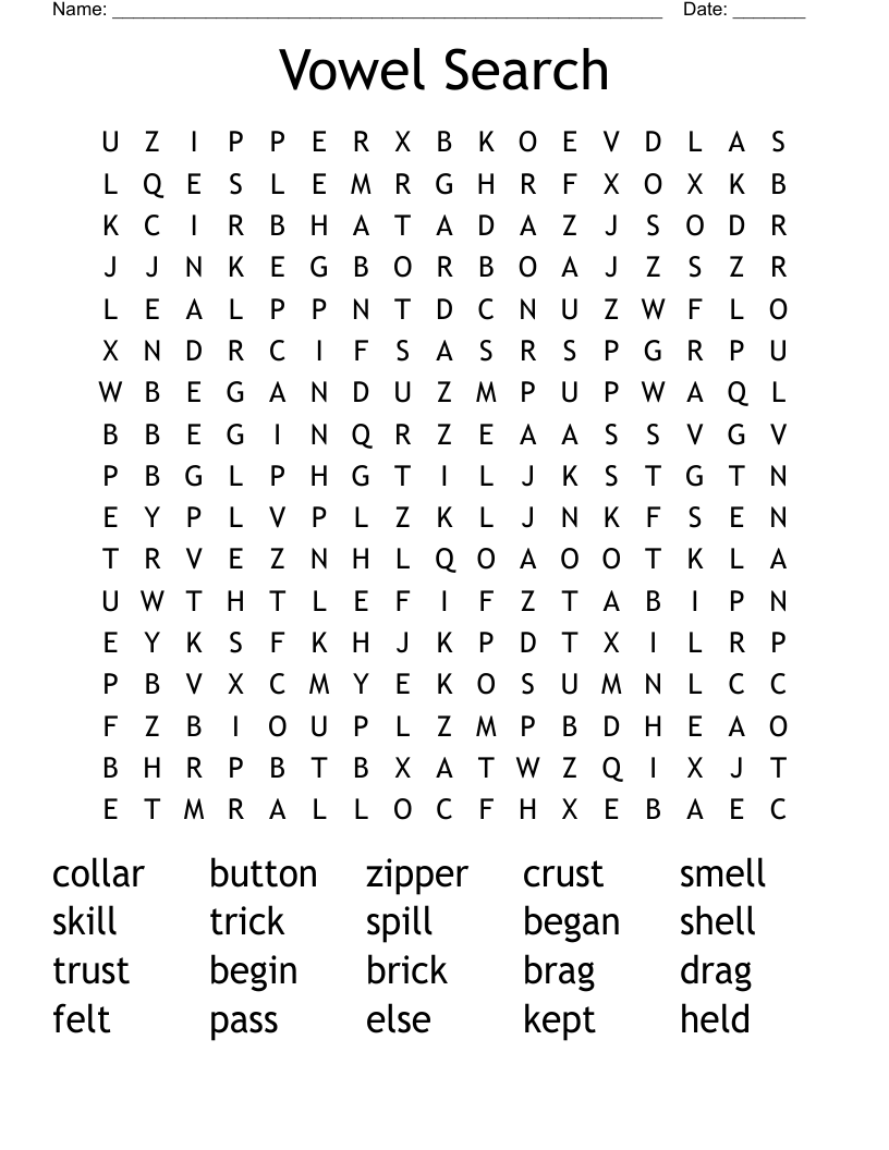 Vowel Search Word Search
